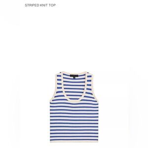 Zara Cream and Blue Striped Knit Tank Top - NWOT SIZE S